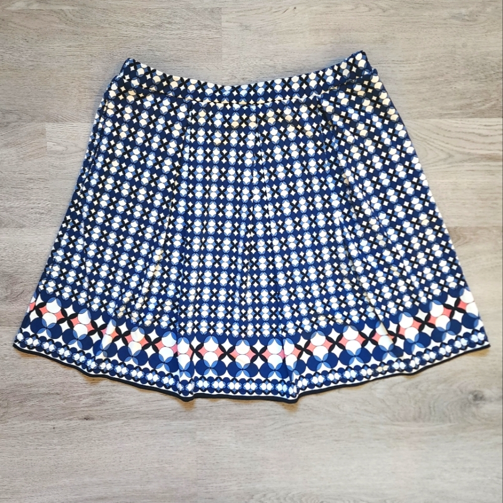 Max Studio Women's Elastic Waist Printed Pleated Pull On A-Line Skirt Small S